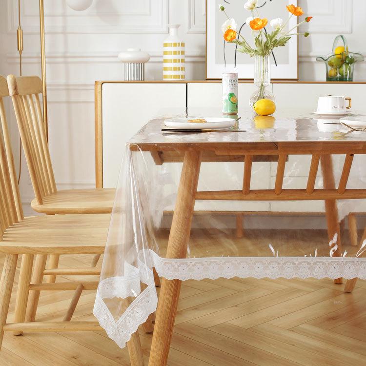 Clear PVC Waterproof Heat-Resistant Square Tablecloth for Dining and Coffee Tables, Oilproof and Dustproof Decorative Cover.