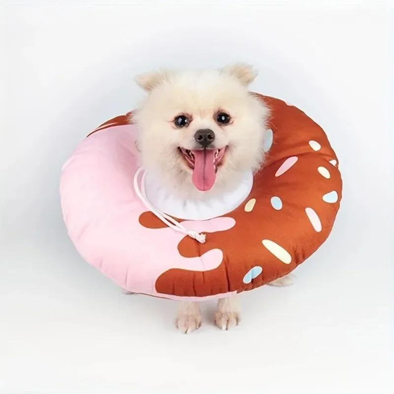 Cute Donut Pet Elizabethan Collar Adjustable Anti-Bite Surgery Anti-Lick Wound Healing Cat Protection Colorful Sprinkle Collar