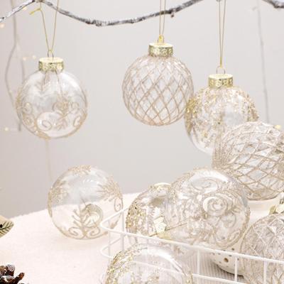 Christmas Balls Shatterproof 9 Pieces Christmas Tree Decorations 3.15in Transparent Painted Globe PET Decorations For Party