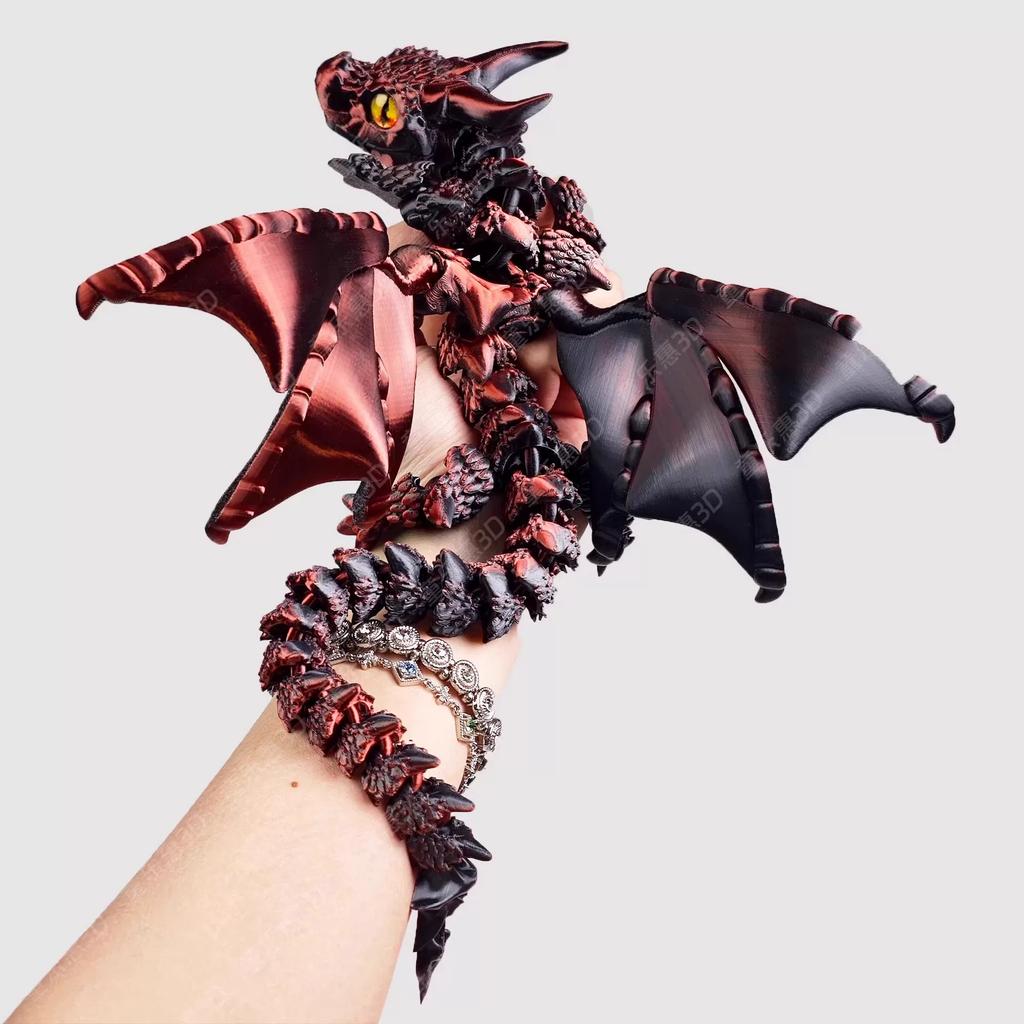 New  3D Printed Big Horn Dragon Model Toy Articulated Joints Action Figure Party Decoration Craft Gift