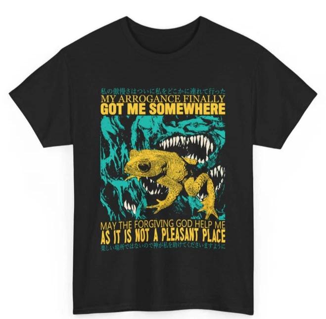 My Arrogance Frog T-Shirt | Vintage Japanese Graphic Tee | Funny Meme Quote Tee S