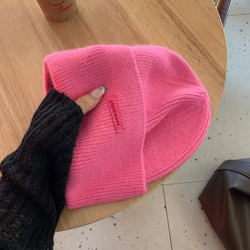 Rabbit Fur Knitted Hat Women's Autumn and Winter 2025 New Big Head Circumference Warm Thickened Wool Hat Showing Small Face Gray Cold Hat