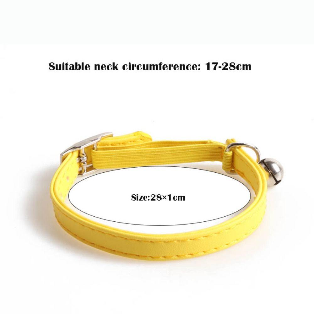 Kleines Katzenhalsband Elastisches Gurtband Macaron-Farbe Haustierhalsband Verstellbar mit Glöckchen PU-Lederhalsband für Welpen und Katzen