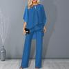 2 pezzi/set da donna, pantaloni e top, con scollo a V, a mezza manica, con orlo irregolare, gamba larga, tinta unita, pantaloni da lavoro, abbigliamento quotidiano