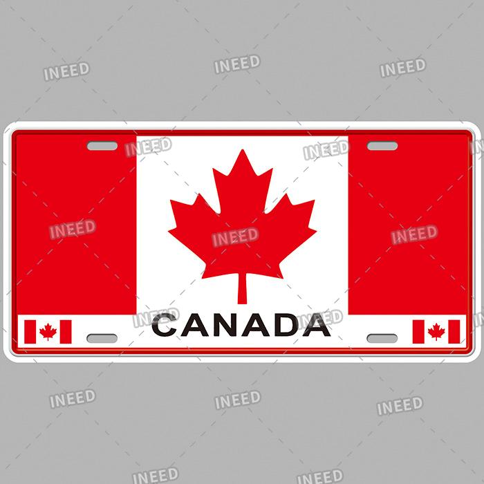 INEED Vintage Wall Decor Car License France Newyork USA Flag Metal Plate Garage Car Number Metal Signs Motor Decorative Tin Sign