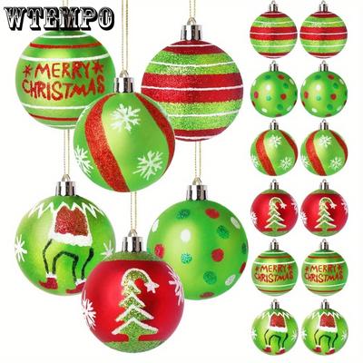 24pcs Christmas Ball Ornaments for Tree Red and Green Glittering Hanging Bulbs Pendants for Christmas Tree Decorations