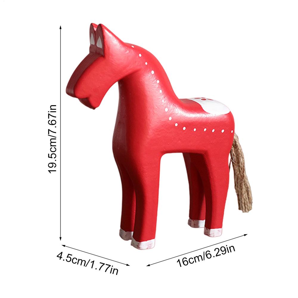

Horse Statues Home Decor Compact Exquisite Wood Ornament Horse Collectibles Decor for Indoor Office Study Bedroom Living Room червоний