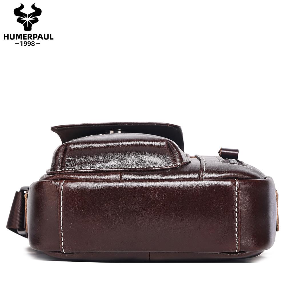 Humerpaul Men Leather Messenger Bag Multifunctional Shoulder Bag Handbag Briefcase Travel Backpack