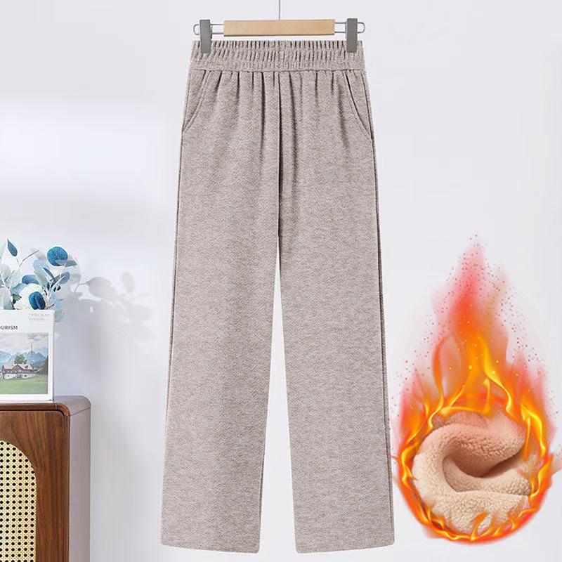 Damen Elegante High-Waist Gerade Hose mit Fleece-Futter für Herbst/Winter 2026