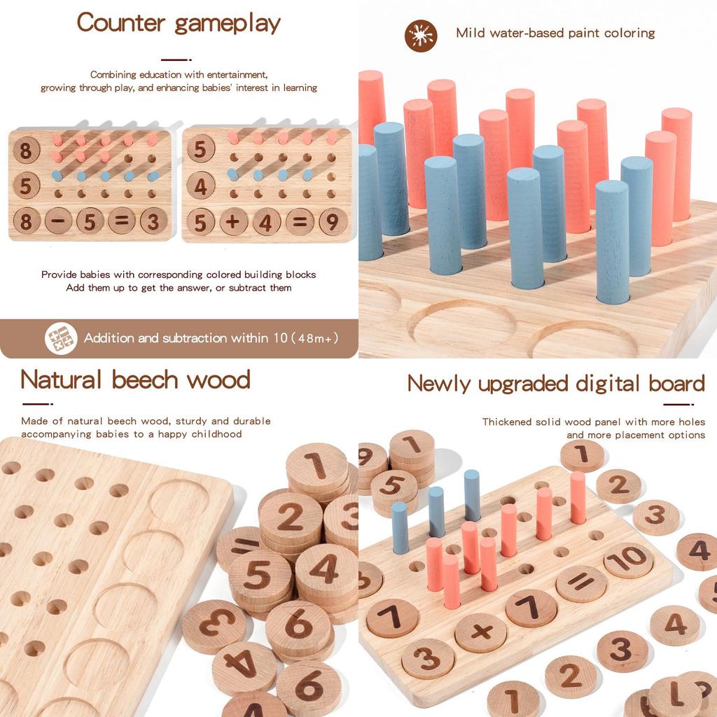 Childrens Wooden Math Learning Number Matching Arithmetic Board Educational Toy For Preschoolers
