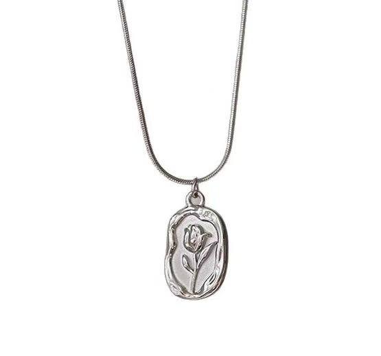 

New simple tulip necklace niche exquisite adjustable long sweater chain accessories tide серебряный