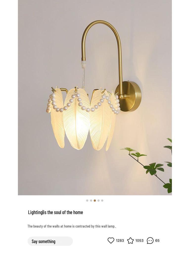 Luminária de Parede e de Cabeceira de Vidro Francês de Luxo Moderno para Quarto, Corredor e Hall