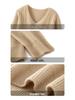 Women's 100% Wool Argyle V-Neck Sweater - Slimming, Versatile Twist Pattern Knitwear for Autumn/Winter