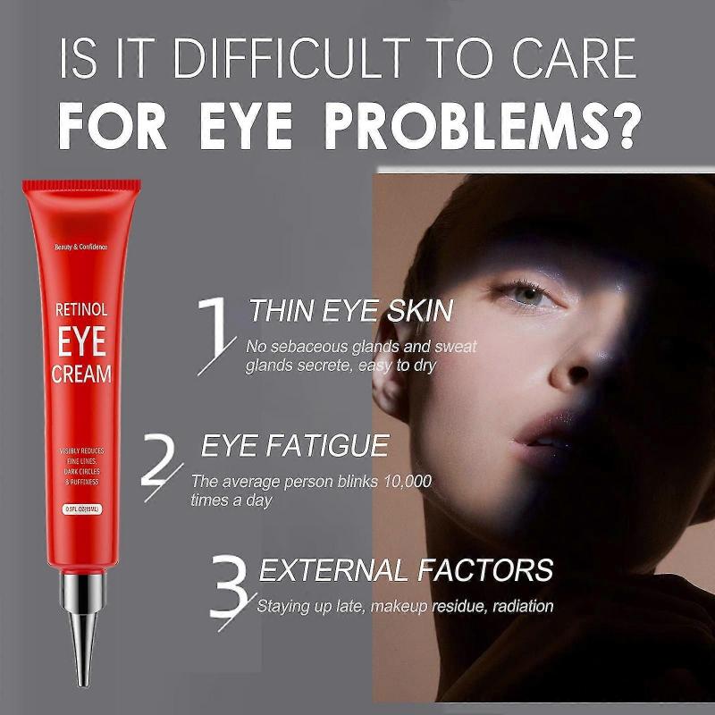 Retinol Koffein Ögonkräm, Ögonkräm för Mörka Ringar och Svullnad, Anti-Aging Ögonkräm, Minska Fina Linjer