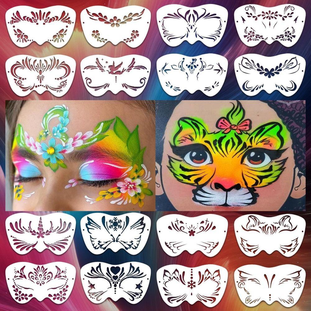 8Pcs Face Tattoo Face Painting Stencils Multiple Pattern Face Paint Templates Adults Kids