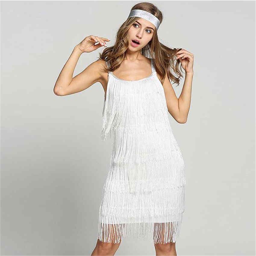 Letnia damska seksowna łączenie z frędzlami z opaską do włosów Sukienka bez rękawów A-line Dress Dance Party Dress