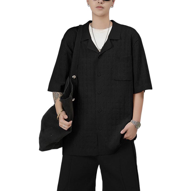Summer Lapel Short Sleeve Knit Polo: European & American Fashionable Men's Casual Button Cardigan Sweater.