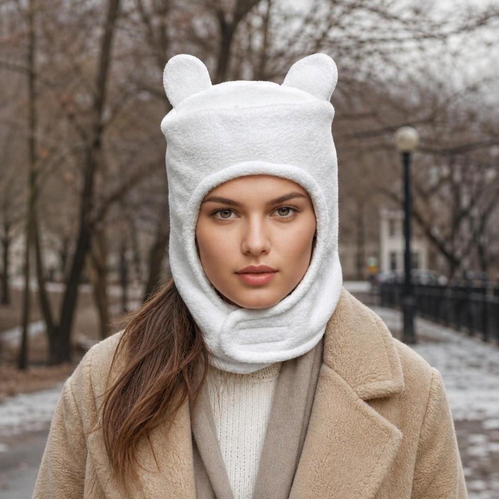 Thick Warm Balaclava Face Mask Windproof Hooded Scarf Stylish Bear Ears Balaclava  Cold Weather