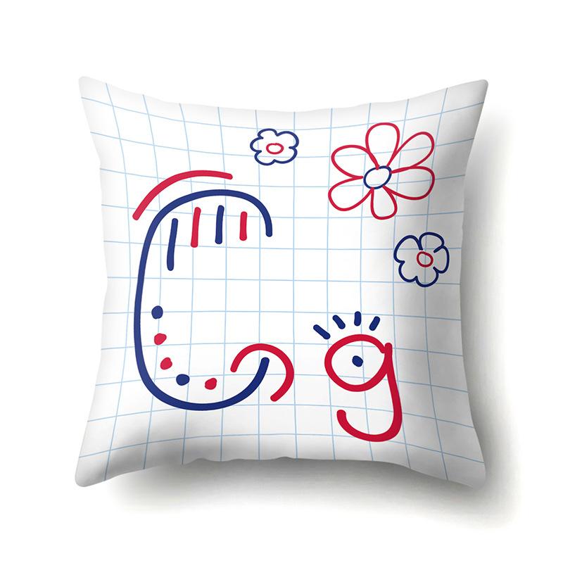 Polyester Pillow Case Decoration Home 26 English Letter Printing Pillow Case British Style Bedside Cushion Cover