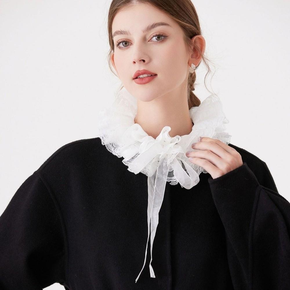 Lace Ruffled Lace Fake Collar Black Blouse Shoulders Fake Collar Universal Ruffled Sleeve  Ladies