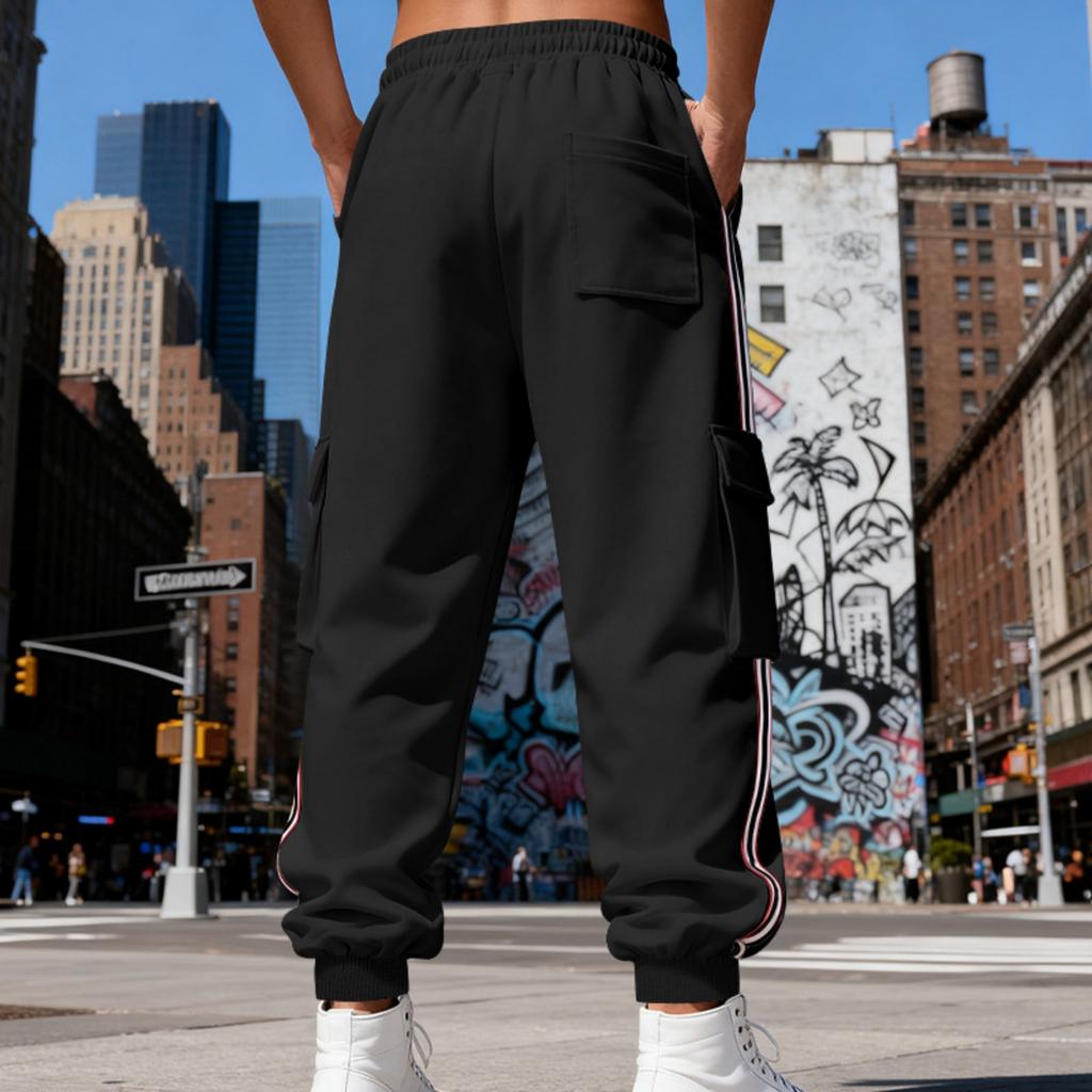 Men's Vintage-Inspired -Lined Utility Cargo Pants With Elastic Waist & Cuffed Ankles | Relaxed Fit Outdoor For Hiking & Casual Wear