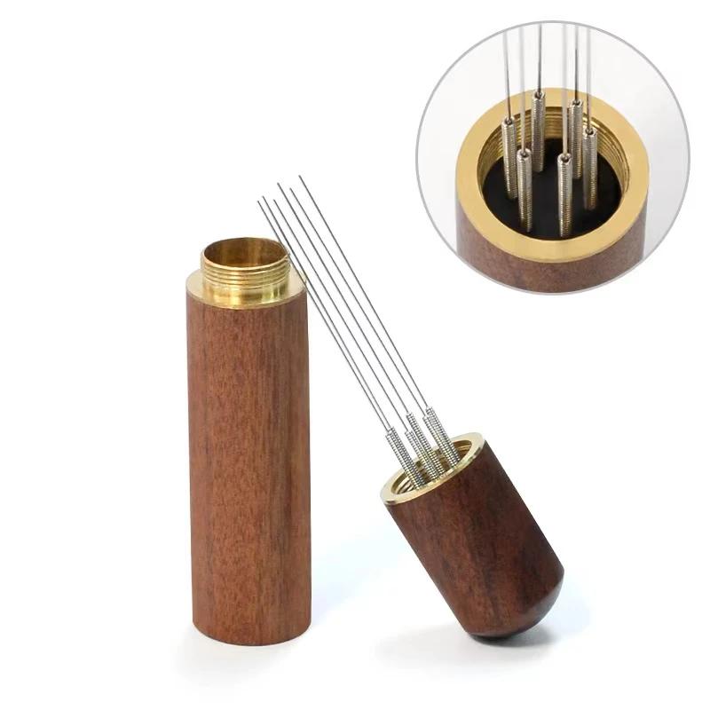 

Stainless Steel WDT Tool with Wood Handle - Needles Coffee Distribution & Dechanneling Tool for Espresso, Barista, Home Use