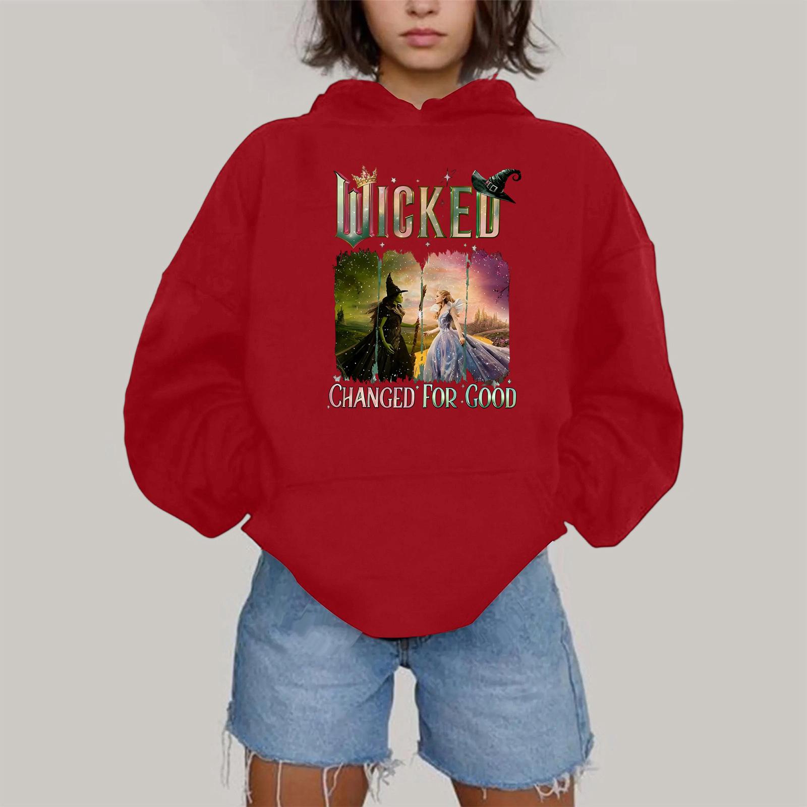 

Женская модная повседневная толстовка с капюшоном, длинным рукавом и принтом M винный