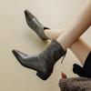 Krazing Pot Cow Split Skin Autumn Winter Shoes Wool Chunky Heels Size 43 Size 42 Pointed Toe Gradient Color Zip Fur Ankle Boots
