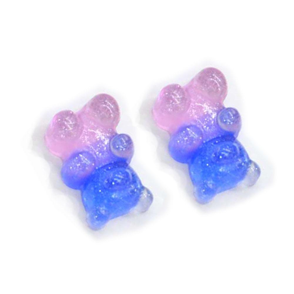 Kawaii 17mm Glitter Gradient Resin Gummy Bear Charms for DIY Jewelry Craft Scrapbook Decoration Accessories
