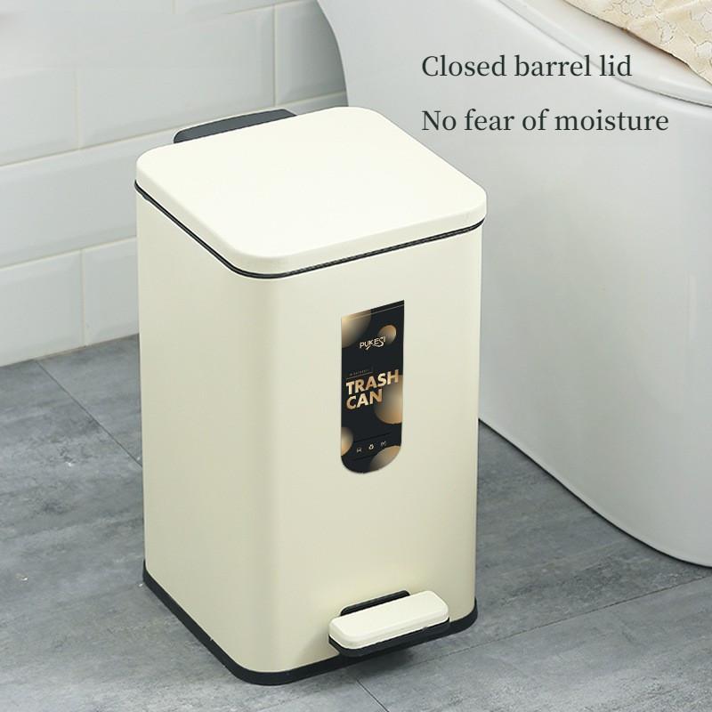 Household Stainless Steel Square Garbage Bin Kitchen Living Room Large Capacity Foot Operated Sanitary Bin