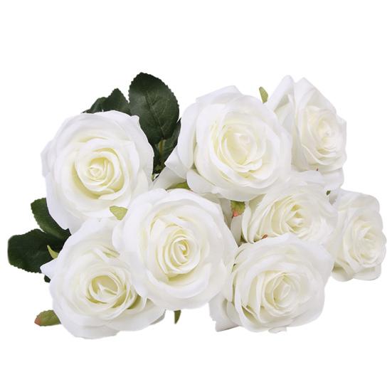 Delicate Texture Faux Silk Flower Good Bent Freely 10 Heads Wedding Rose Floral Decor Simulation Flower