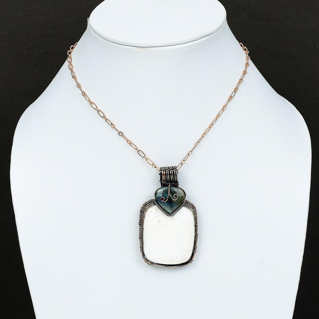 Scolecite Gemstone Pendant Copper Wire Wrapped Scolecite Jewelry Labradorite Pendant Handmade Pendant Stylish Copper Jewelry Gift For Women