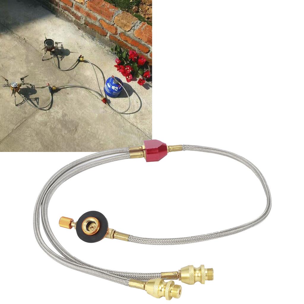 G1/8 DN6 Outdoor Camping Gas Stove Flat Tanks Hose Adapter Accessories for Connecting 2 Burners