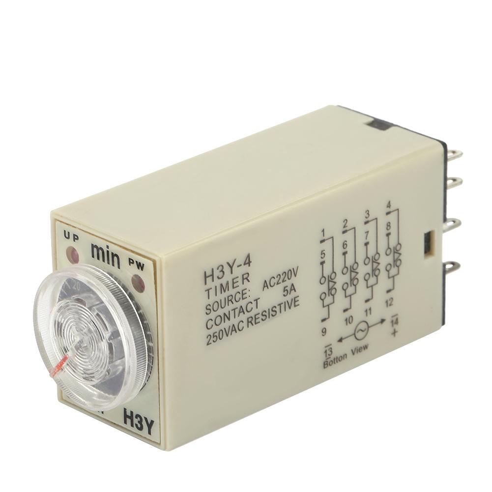 H3Y 4 Power On Delay Timer Relay 0 60 Minutes Time Relay AC 220V 5A