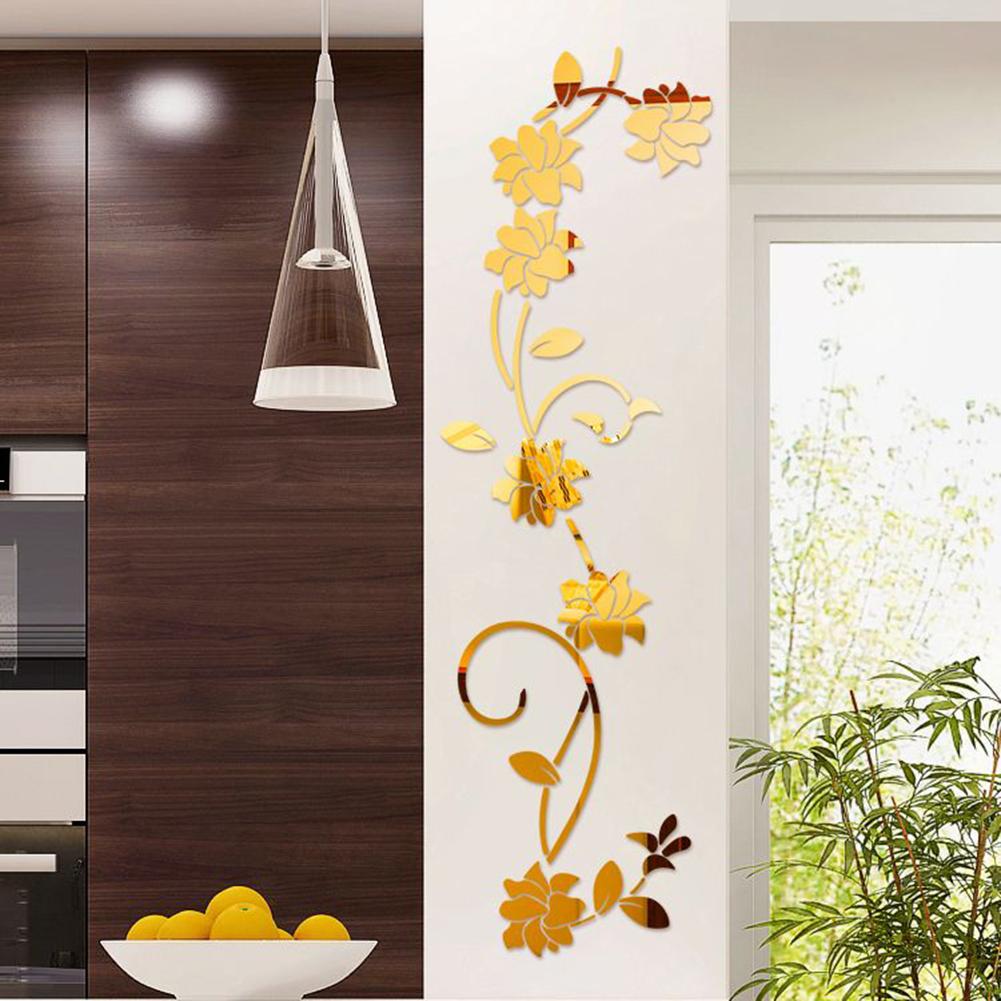 Acrylic Wall Sticker Flower Stickers Sofa Setting Wall Wall Sticker 3D Rattan For Wall Door Living Room Silver