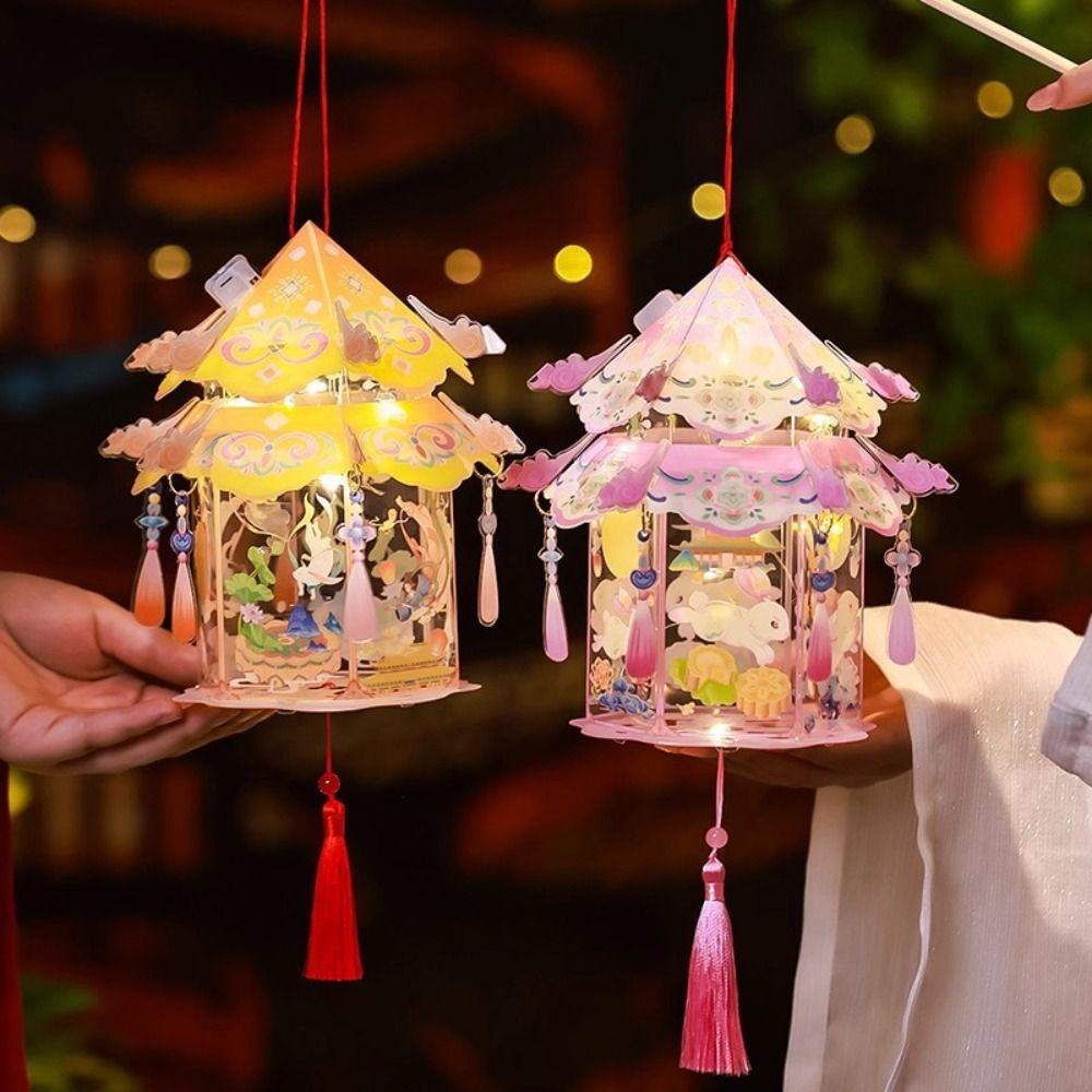 Blessing Words Mid-Autumn Festival Lantern PVC Material Handmade Lantern  Festival Celebration