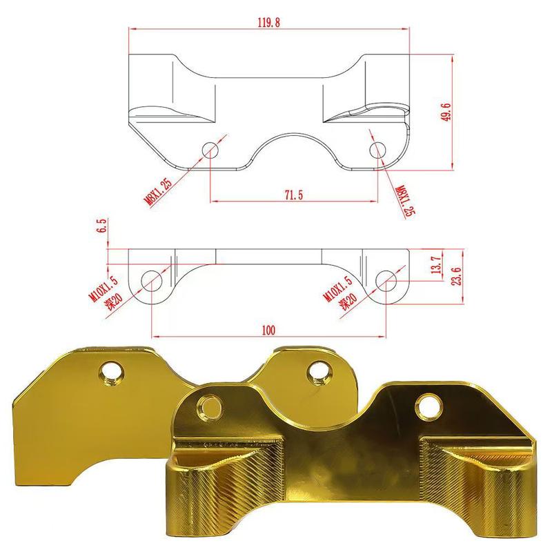 Radial 71.5/100mm Brake Caliper Adapter Bracket CNC Aluminum Alloy Direct Mount Shock Universal Fit for Yamaha Niu N1S
