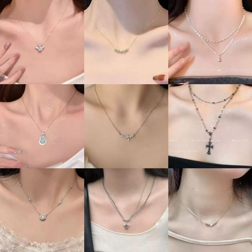 Niche design temperament butterfly fairy silver necklace collarbone chain foreign personality advanced feeling sweet and cool accessories chain