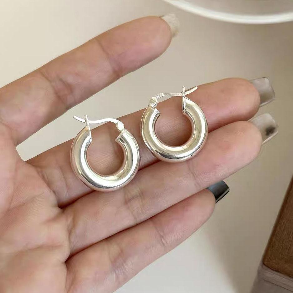 BF CLUB 925 Sterling Silver Round Gold Earrings For Women Girl Sexy Fashion Trendy Jewelry Gift Party Wedding Pendientes