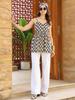 Black Booti Printed Sleeveless Smocked Fit & Flare Top