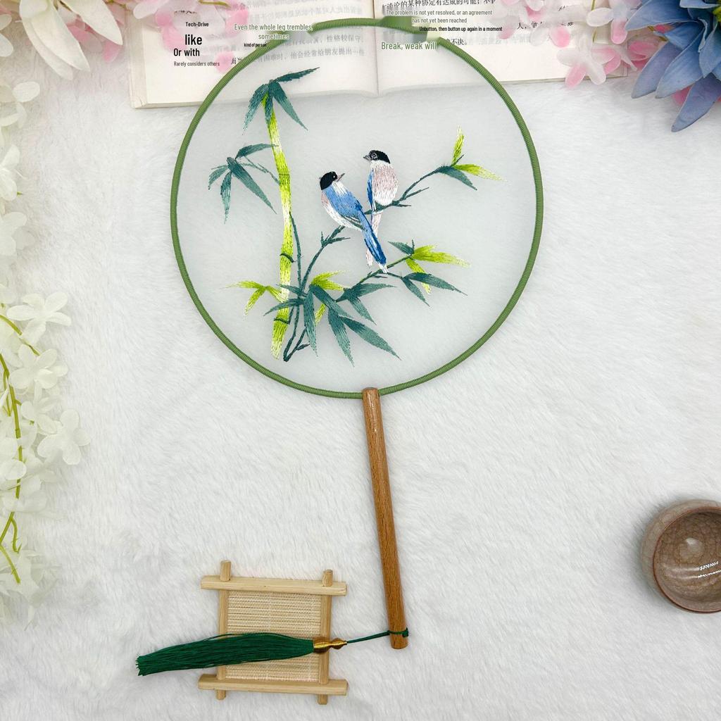 Ancient Style Single-Sided Suzhou Embroidery Dance Fan