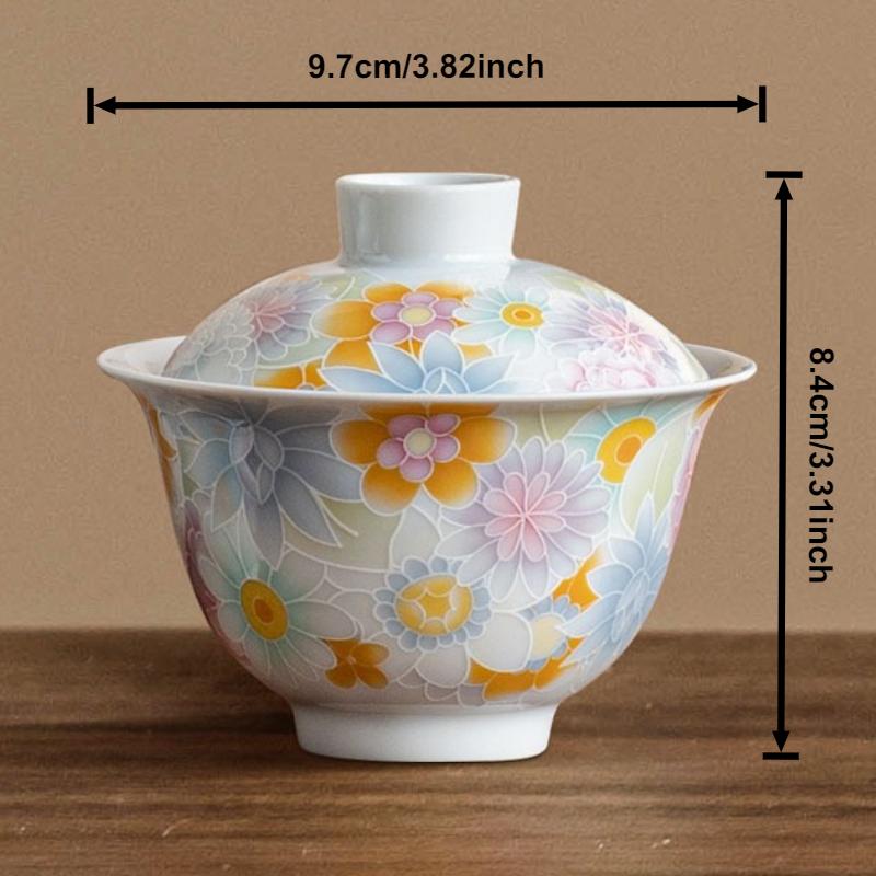 

Расписанная вручную супница с цветами, керамический фарфоровый гайвань, китайская чайная чашка для чая кунг-фу, антикварная чашка для чая с крышкой, бытовая чайная посуда, мастер-чашка