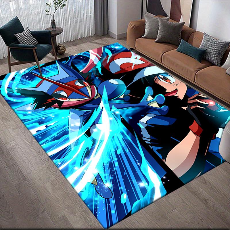 Pokemon Character Illustration Square Area Rug, Non-Slip Floor Mat for Home Office, Perfect Gift for Pokemon Fans.chl
