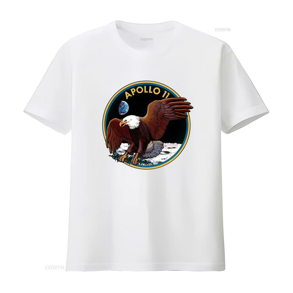 Apollo 11 Mission Patch Eagle Moon Earth T Shirt vintage Washed Versatile designer clothes Slightly Unisex