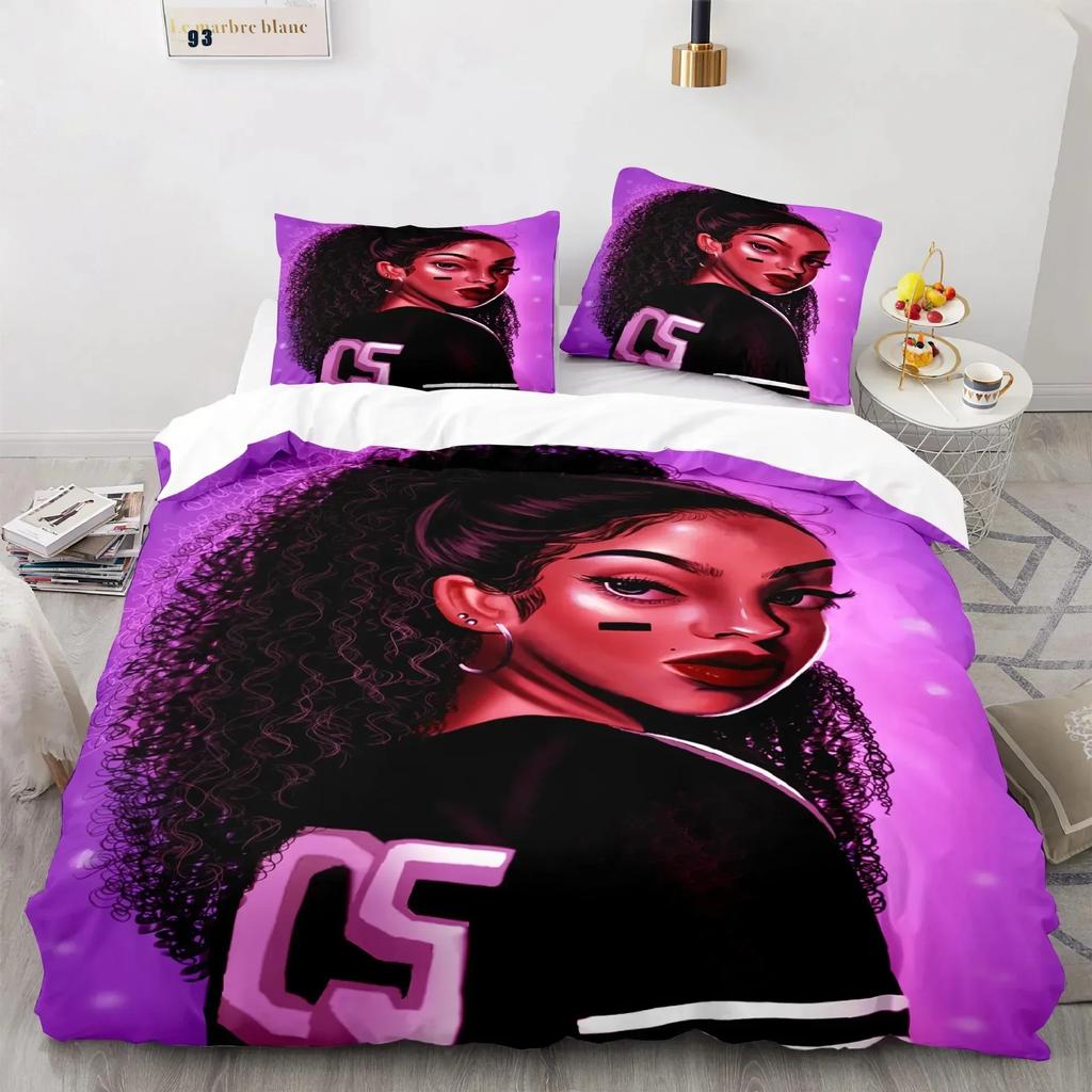 Carton Girly Watercolor Fashion Girl Modern Women Beding Set Bedrom Soft Bedspreads Comefortable Soft with Soft Fabric Duvet Cover Pilowcase