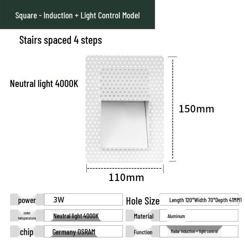 Recessed Frameless LED Stair and Corridor Light