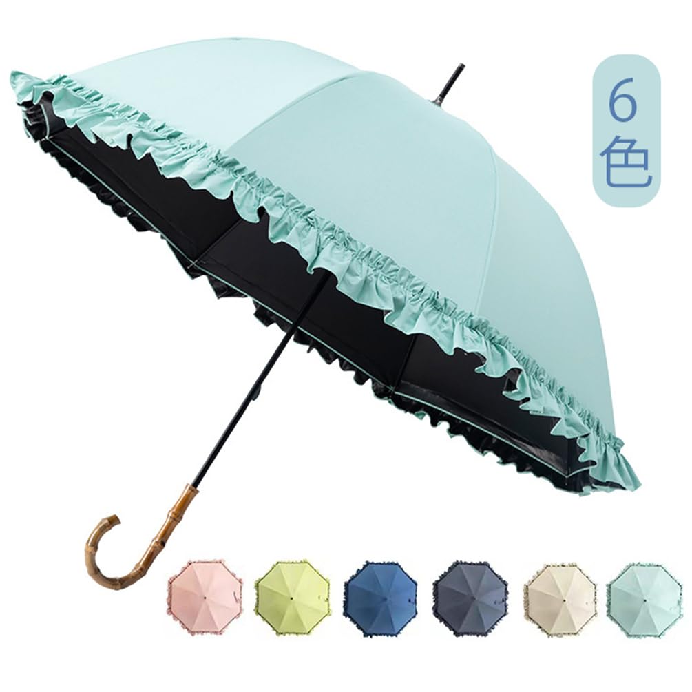 Sun UV Long Sun and Rain Frilled Manual 8 Sun Easy to Carry [LINSHIN] Women's Umbrella, Protection, Umbrella, Umbrella, Water-Repellent, Lightweight,