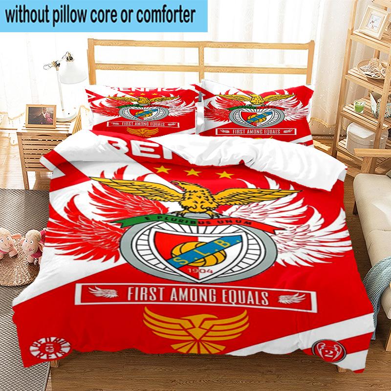 Set Biancheria da Letto Stampato 3 Pezzi Club di Calcio Benfica Chiusura Copripiumino Include 1 Copripiumino & 2 Federe Set Biancheria da Letto Decorazioni per la Casa Regali