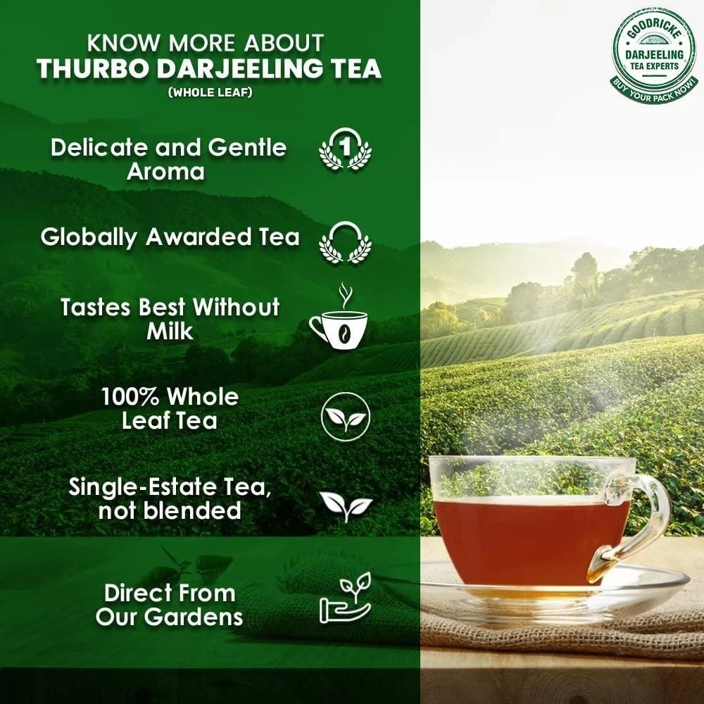 GOODRICKE Thurbo Darjeeling Tea - 250Gm Premium Black Long Loose Tea Leaves
