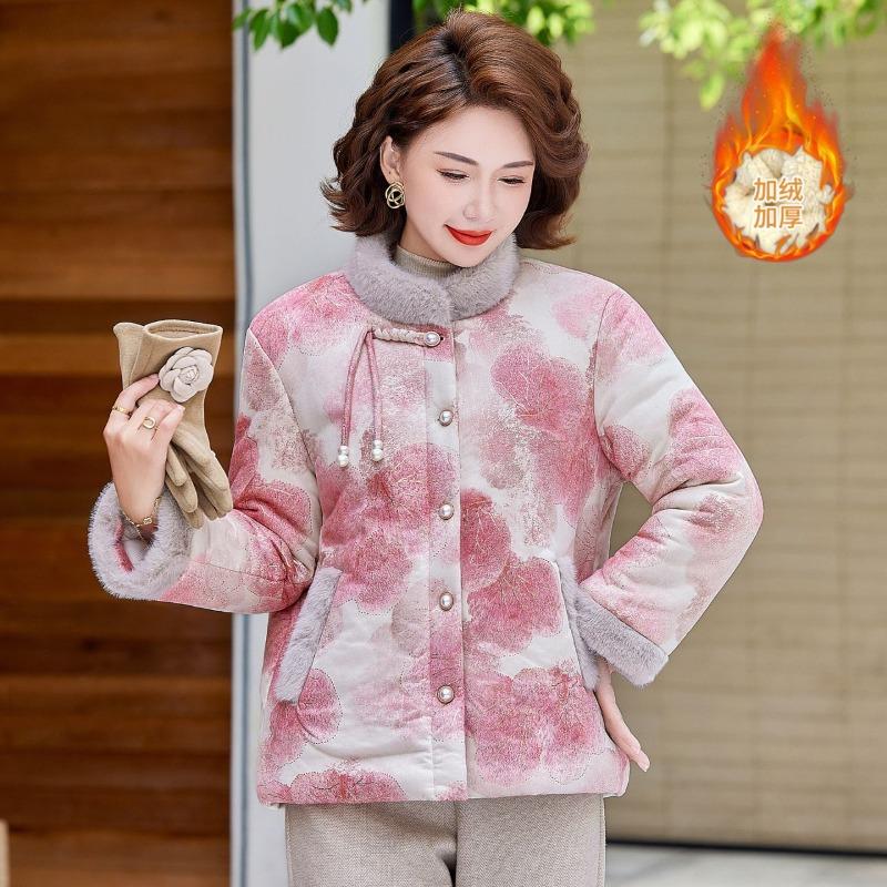 Winter cotton-padded clothes, retro disc-buckled women's cotton-padded jackets, piled and thickened Chinese cotton-padded jackets, women's